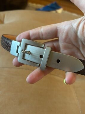 Joan & David Brown Leather Belt with Silver Buckle